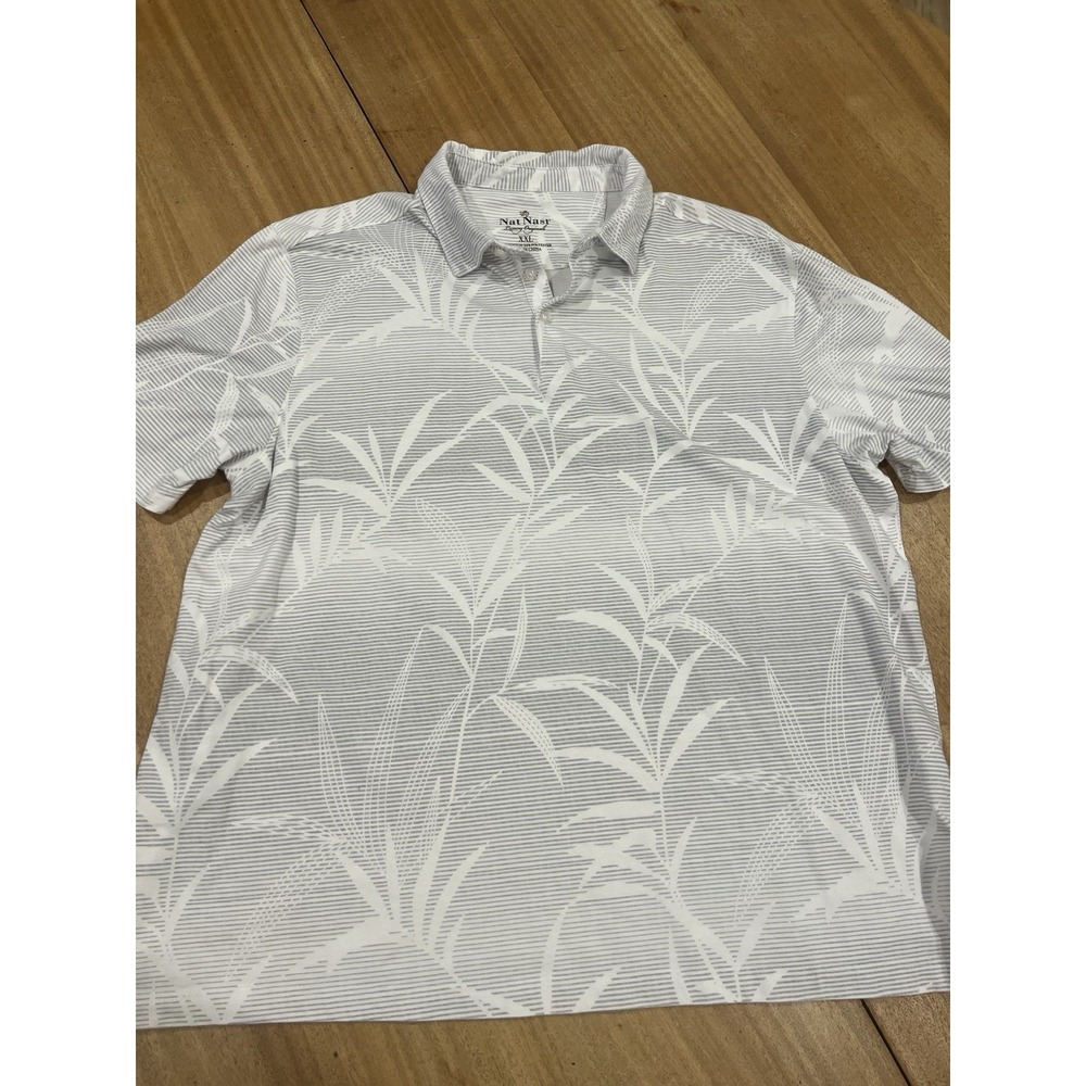 Nat Nast Mens 2XL Floral‎ Ombre Striped Short Sleeve Polo Shirt Luxury Originals